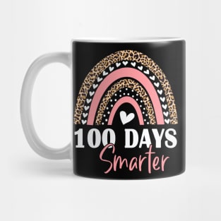 100 Days Smarter Happy 100th Days of School Rainbow Leopard Mug